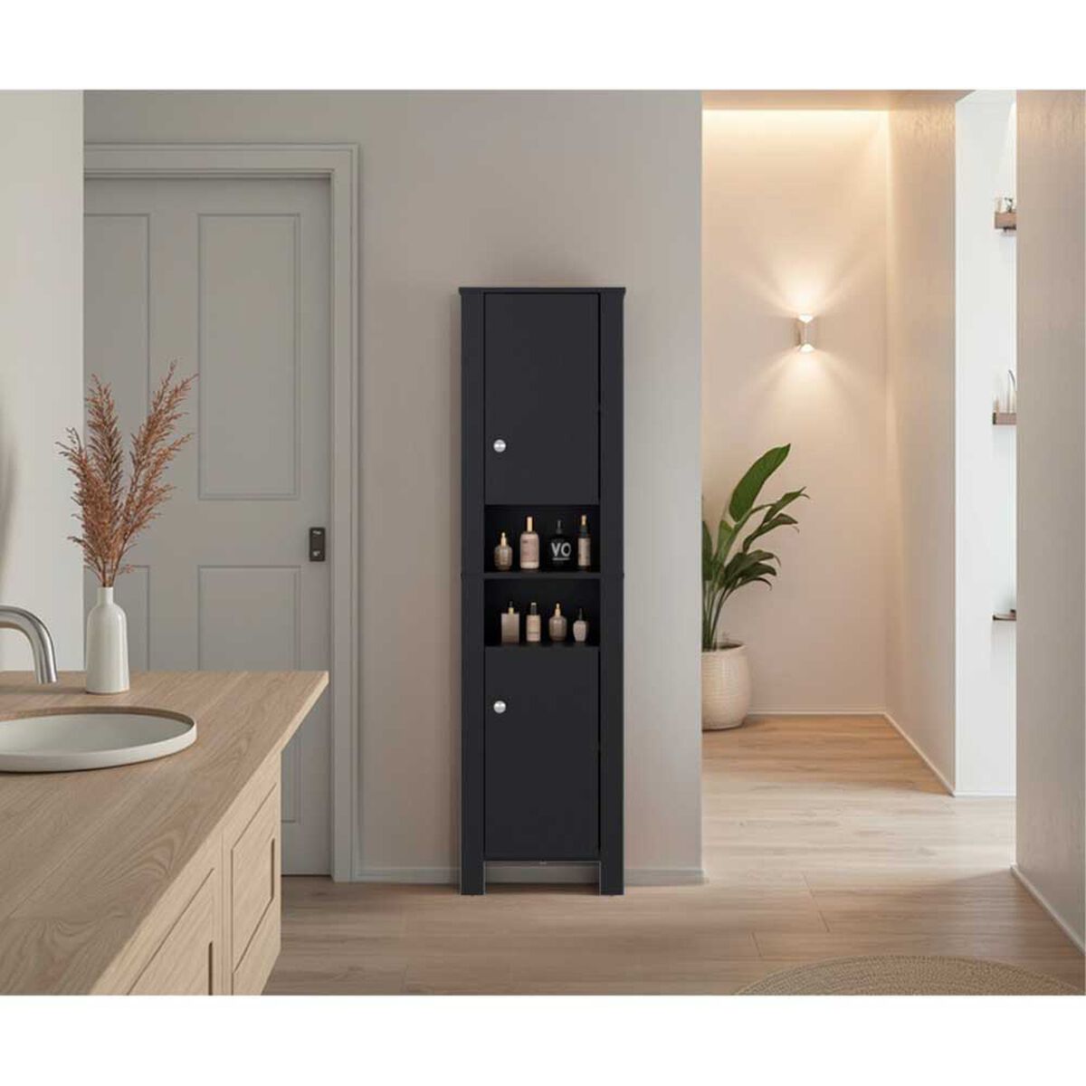 Estante Ba&ntilde;o Tuhome Vanessa 2 Puertas Wengue