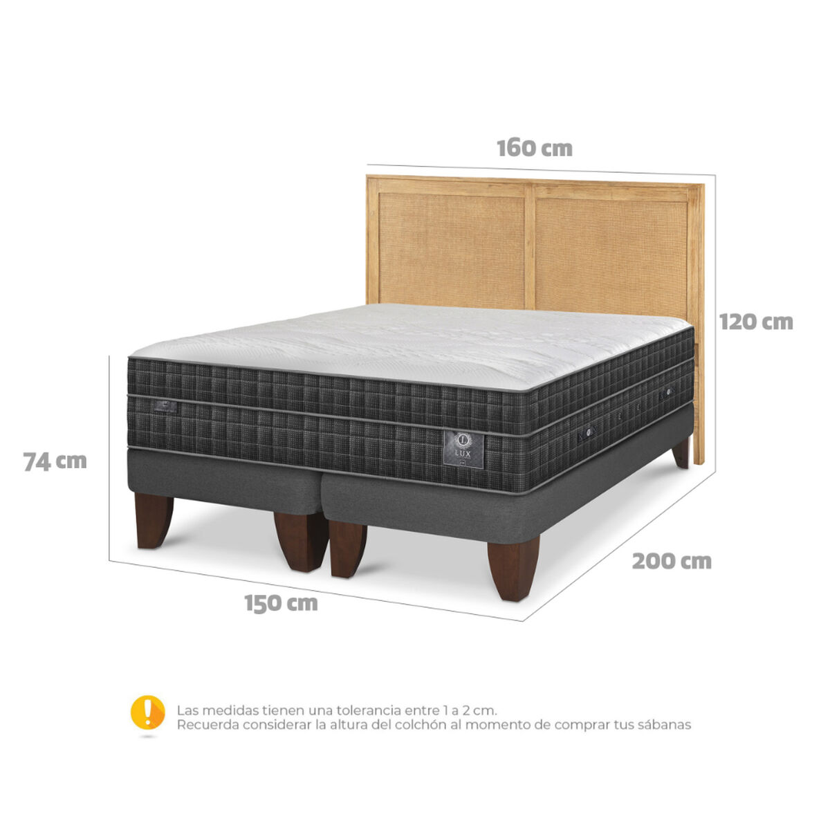 Cama Europea CIC 2 Plazas Lux + 1 Respaldo Sava