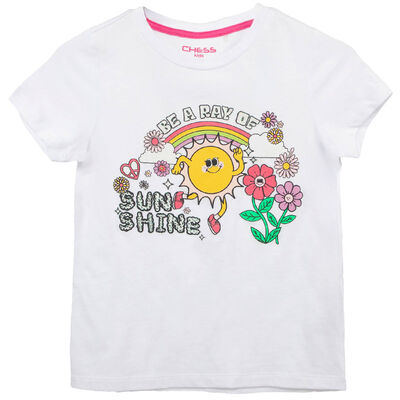 Polera Manga Corta Estampada de Algodón Niña Chess