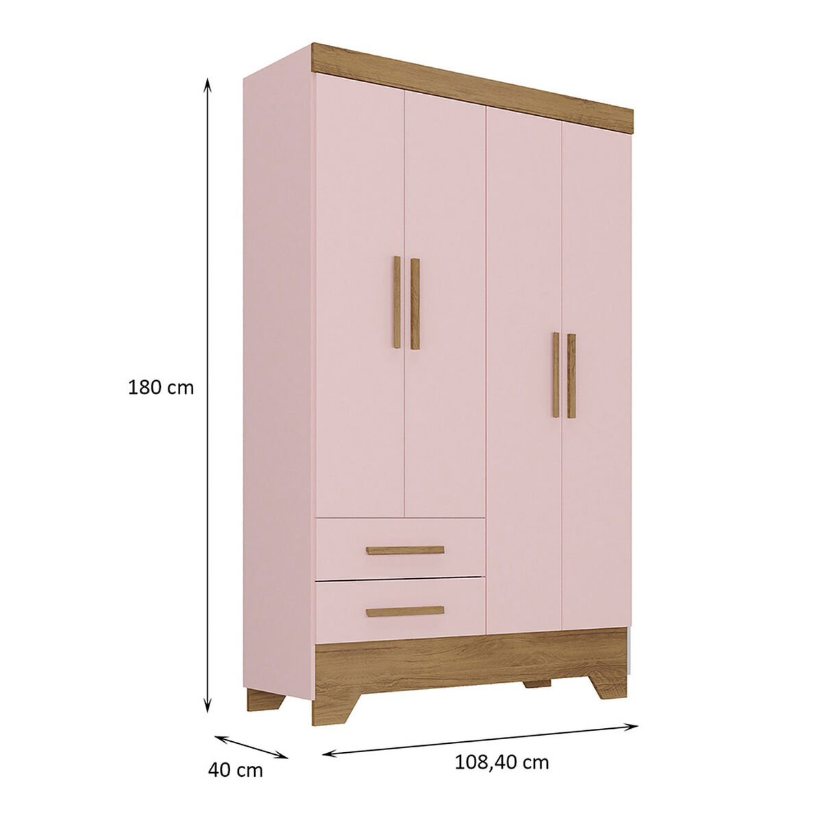 Closet Di Poretti Design Bambole 2 Cajones 4 Puertas Rosado Nude