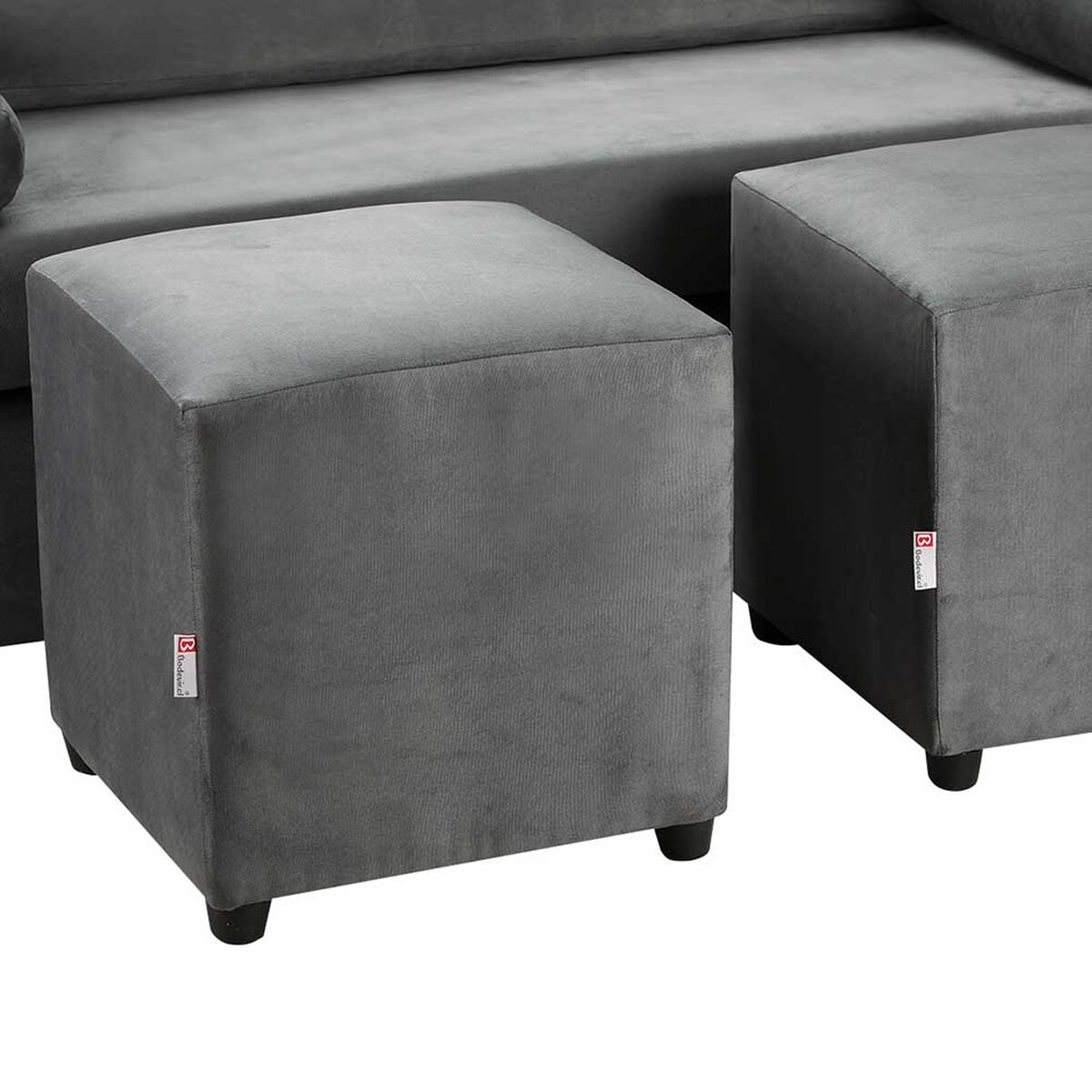 Juego de Living Bodevir Vivo Felpa 30 Sof&aacute; 3 Cuerpos + Dos Pouf 1 Cuerpo Gris&nbsp;