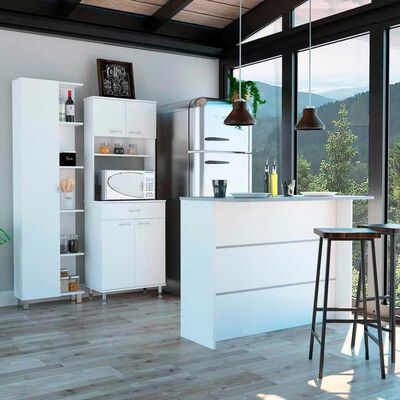 Combo Mueble Microondas + Barra de Cocina + Optimizador TuHome Kitchen Blanco