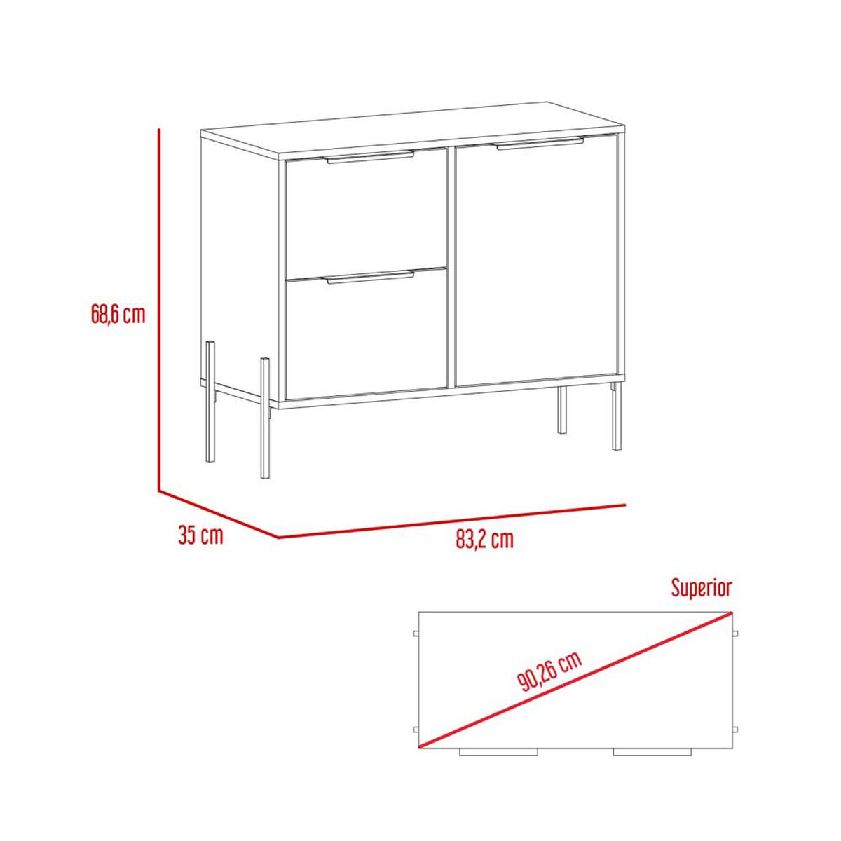 Buffet TuHome White Collection 2 Cajones Blanco