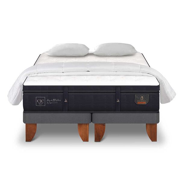 Cama Europea CIC Base Dividida 2 Plazas Súper Premium + Almohadas Viscoelásticas + Plumón