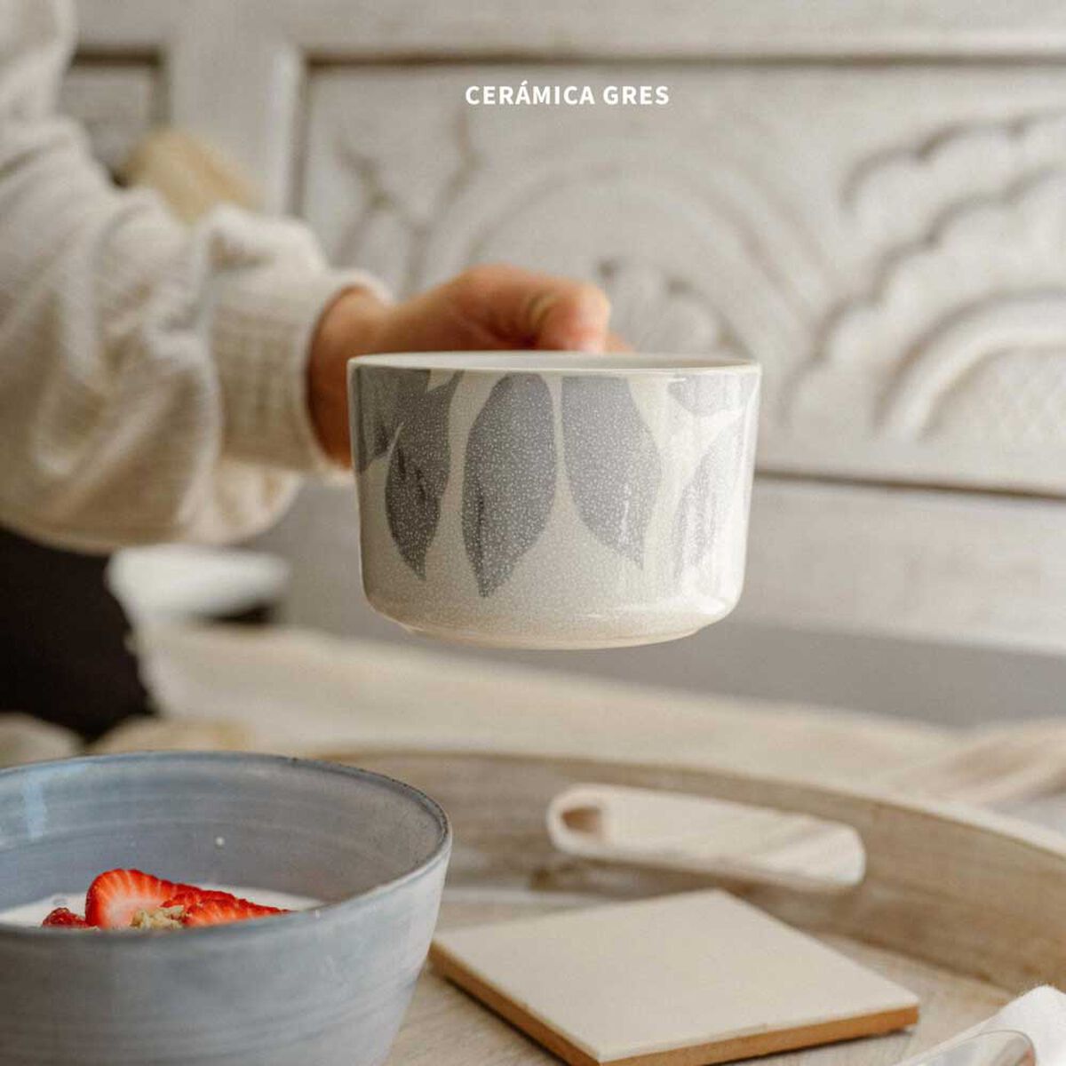 Set 2 Tazas Simplit Palermo Cerámica Gres 420 ml Blanco