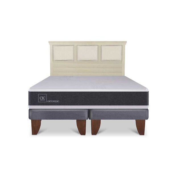 Cama Europea CIC Base Dividida 2 Plazas Ortopedic + Respaldo Torino Alpino