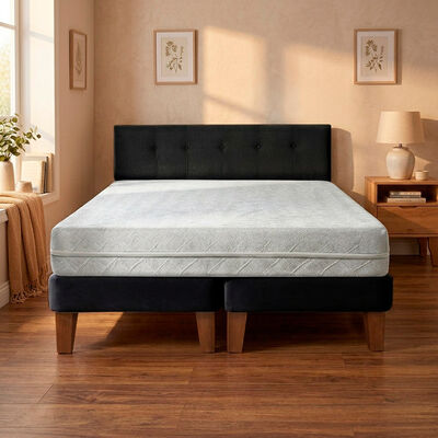 Cama Europea Latam Home 2 Plazas Zen Best 190 Cm Negro + Respaldo