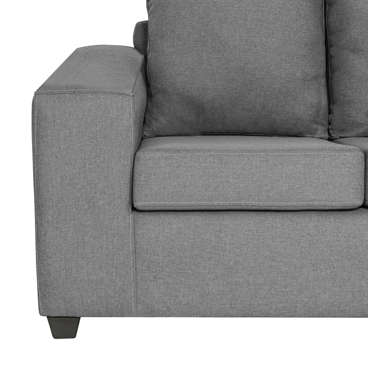 Juego de Living Innovamuebles Kahlo Sofá 3 Cuerpos + Dos Pouf 1 Cuerpo Gris Oscuro