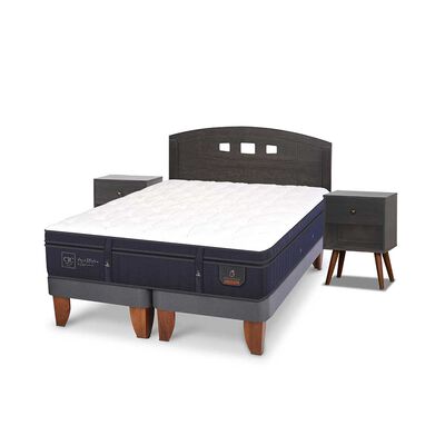 Imagen 2 del producto Cama Europea CIC Base Dividida 2 Plazas Súper Premium + Respaldo + 2 Veladores Gales