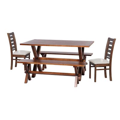 Juego de Comedor Latam Home Sevilla Murcia 2 Sillas + 2 Bancas Lino Blanco