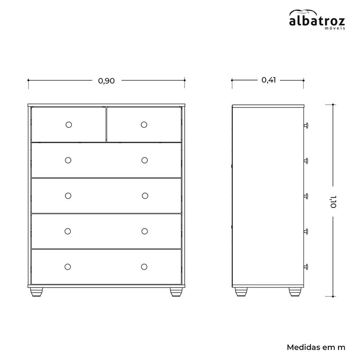 Cómoda Vekkahome Vittoria 6 Cajones Blanco