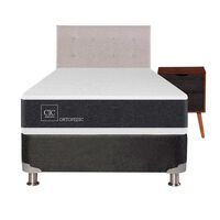 Box Spring CIC 1,5 Plazas New Ortopedic + Respaldo + Velador Tigris