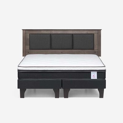 Imagen 1 del producto Cama Europea Rosen Base Dividida King New style 6 + Respaldo Rachel Gris
