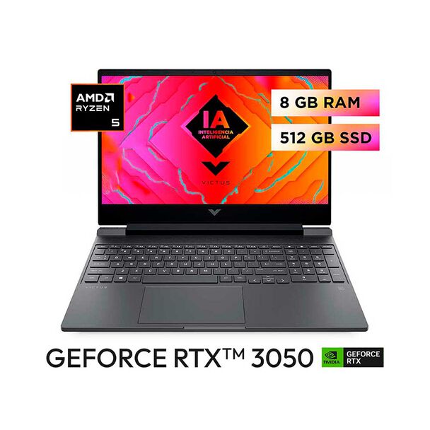 Notebook Gamer HP VICTUS 15-fb2002la AMD Ryzen 5 8GB 512GB SSD 15,6"" NVIDIA RTX 3050