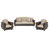 Juego de Living Innovamuebles New Bugambilia Sofá 3 Cuerpos + Dos Sillones 1 Cuerpo Beige