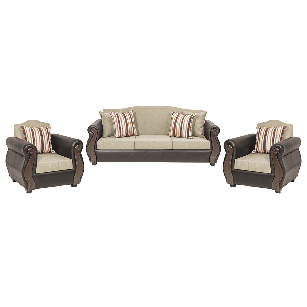 Juego de Living Innovamuebles New Bugambilia Sofá 3 Cuerpos + Dos Sillones 1 Cuerpo Beige