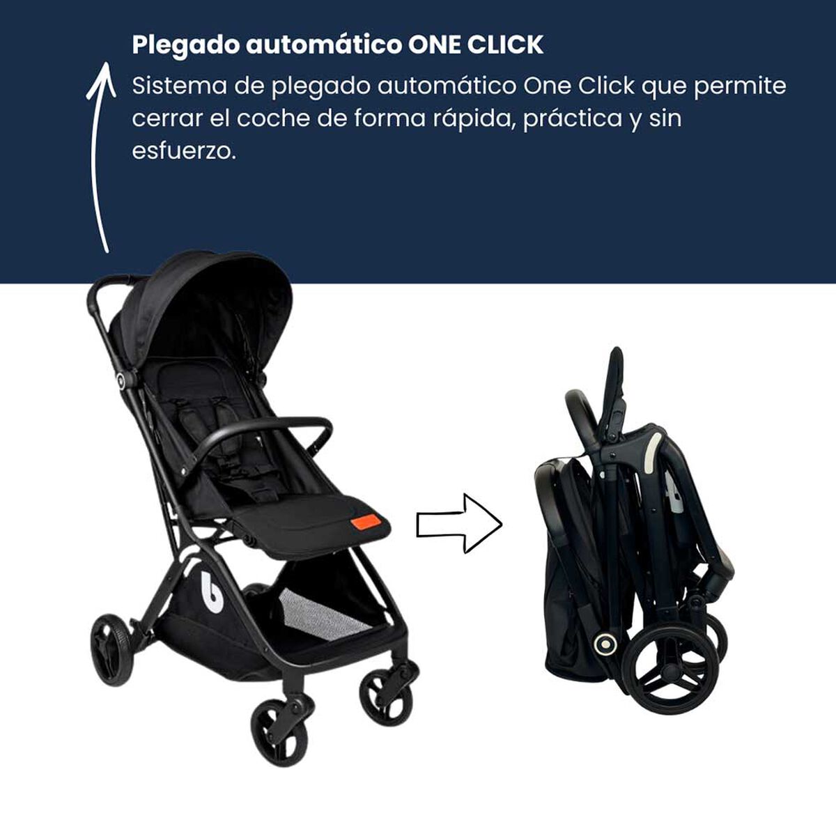 Coche Paseo Compacto Plegado Autom&aacute;tico RS-1337 Negro