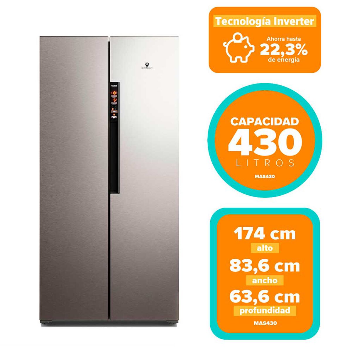 Refrigerador Side by Side Mademsa MAS430 430 lts