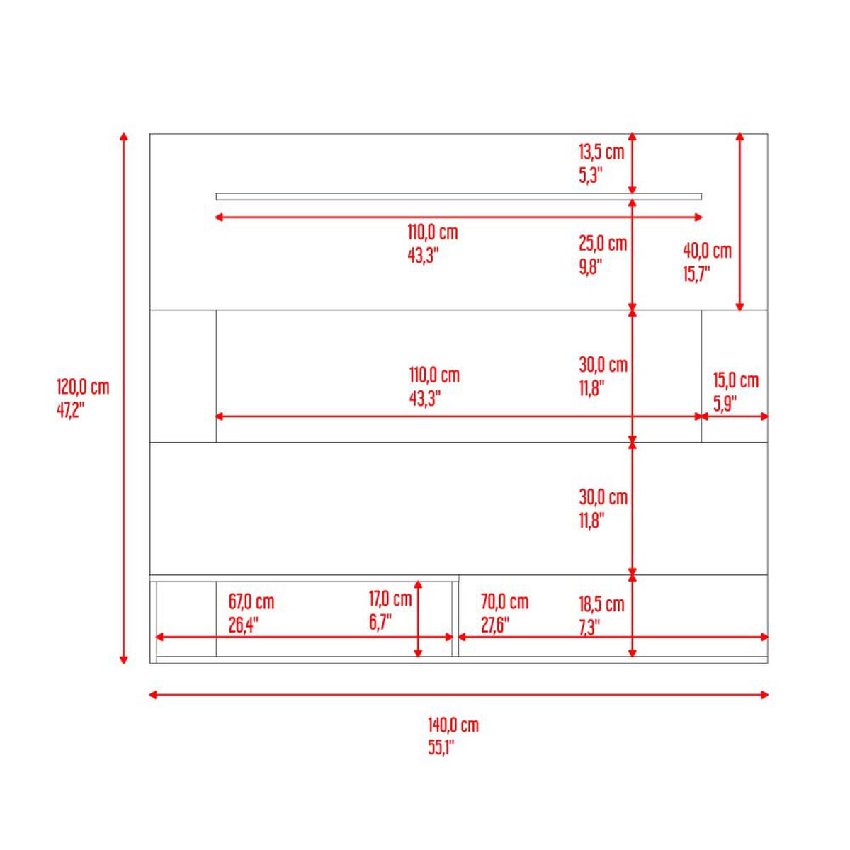 Panel Tuhome Beijing Hasta 55" Bardolino-Blanco