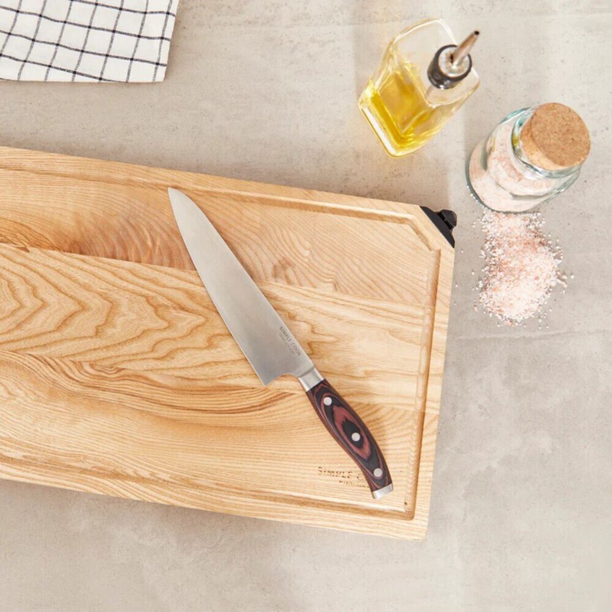 Set Cuchillo y Tabla Madera Simple Cook Arizona 2 Piezas