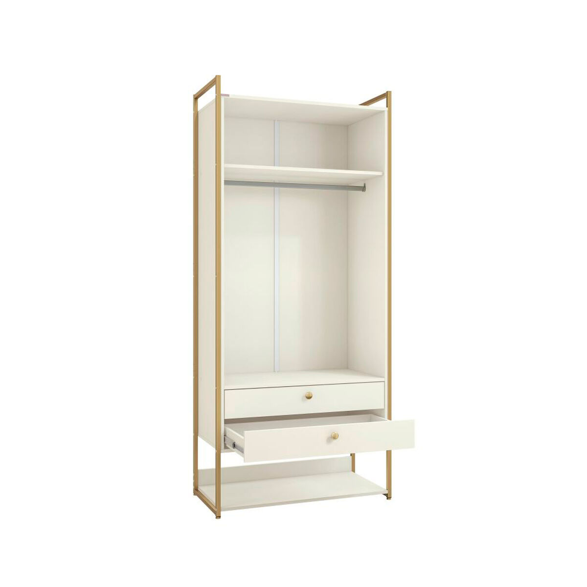 Cl&oacute;set Roca Org&aacute;nico 2 Puertas 2 Cajones Blanco Dorado