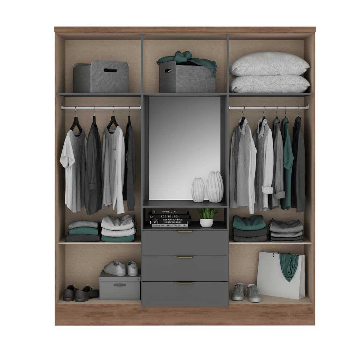 Closet Amuv Closet con Espejo Café Gris