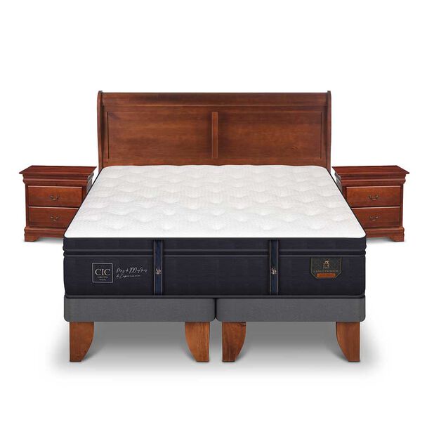 Cama Europea CIC Base Dividida 2 Plazas Grand Premium + Respaldo + Veladores