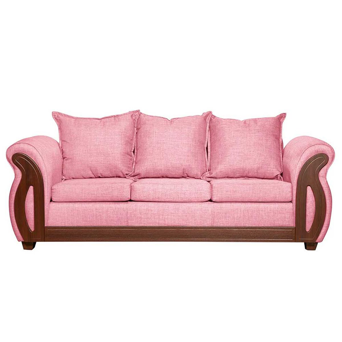 Juego de Living Ruzam Mobel Isidora Sofá 3 Cuerpos + Dos Sillones 1 Cuerpo Lino Palo Rosa