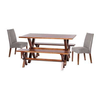 Juego de Comedor Latam Home Sevilla Cadiz 2 Sillas + 2 Bancas Velvet Gris