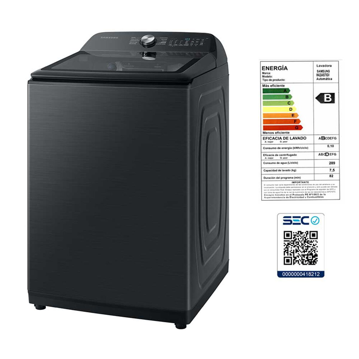 Lavadora Automática Samsung WA22A8370GV/ZS 22 kg.