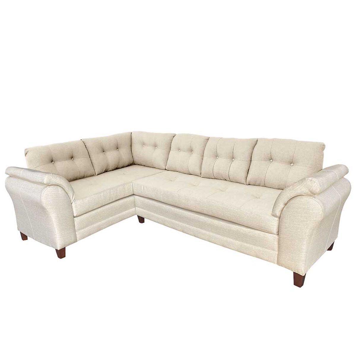 Sofá Seccional Izquierdo Living Factory New Paris Chaise Longue + Sofá 4 Cuerpos Crudo