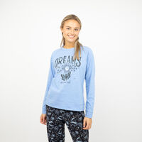 Polera de Pijama Mujer Icono Celeste, Gris