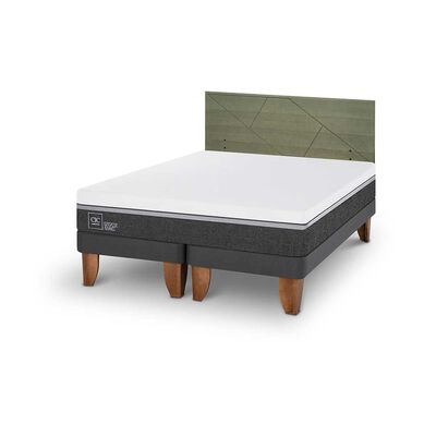 Imagen 2 del producto Cama Europea CIC Base Dividida 2 Plazas Ortopedic Advance + Respaldo Villarrica Olivo