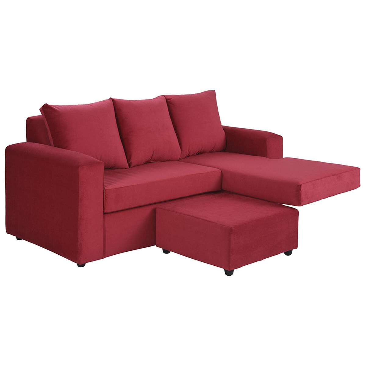 Sofá Seccional Bodevir Cali 3 Cuerpos + 2 Pouf Rojo