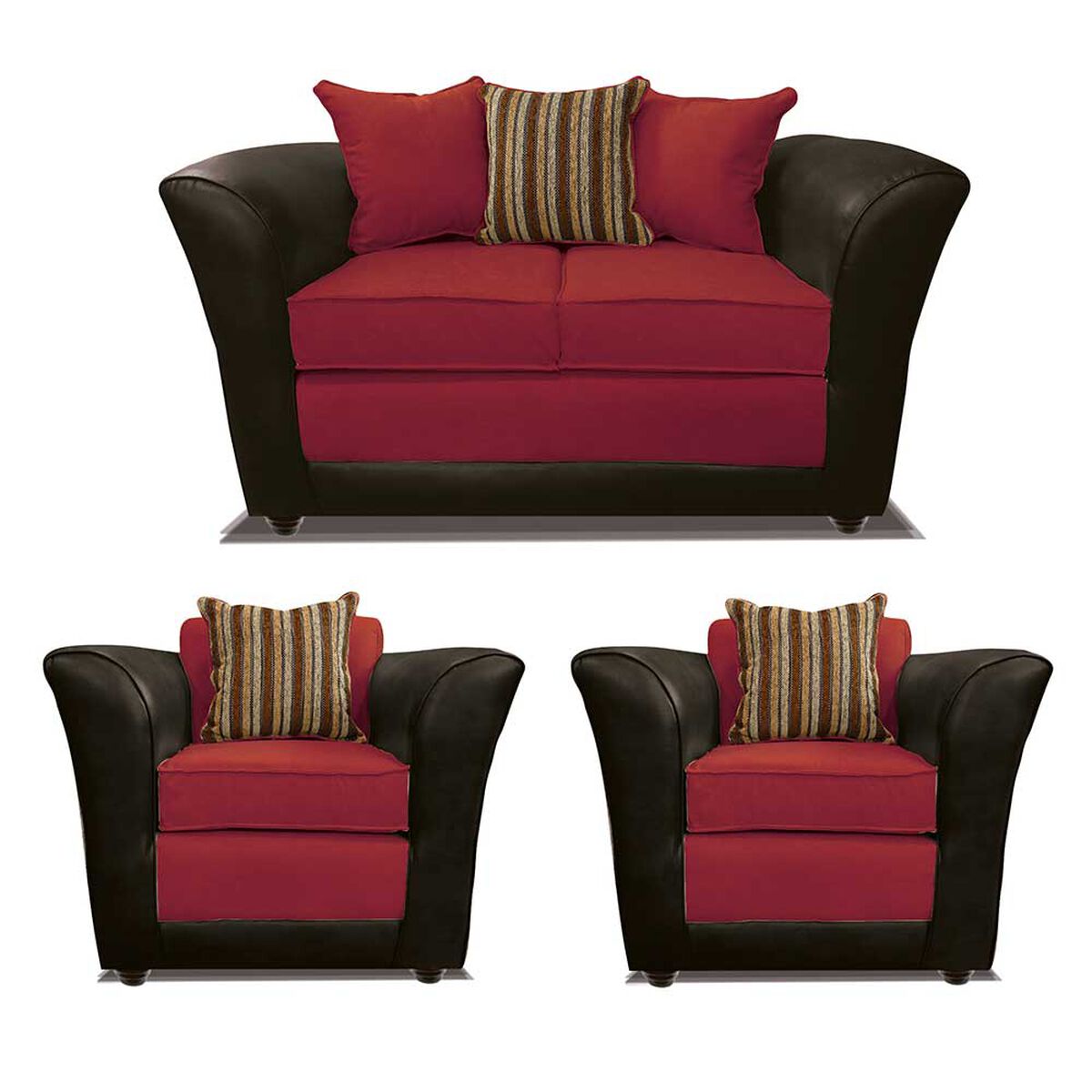 Juego de Living Elegant Detail Minesota Sof&aacute; 2 Cuerpos + Dos Sillones 1 Cuerpo Rojo