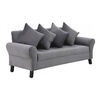 Sof&aacute; Felpa Bodevir Lua 3 Cuerpos + 2 Pouf Wood Gris