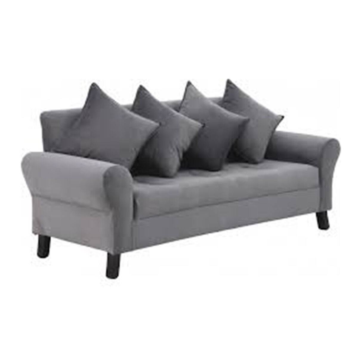 Sof&aacute; Felpa Bodevir Lua 3 Cuerpos + 2 Pouf Wood Gris