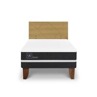 Cama Europea CIC 1,5 Plazas Ortopedic + Respaldo Villarrica Mostaza