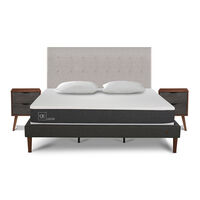 Cama Europea CIC King New Ortopedic + Respaldo Tigris + 2 Veladores + Almohadas