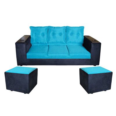 Sof&aacute; Muebles MYM Julietta 3 Cuerpos + Dos Pouf 1 Cuerpo Negro Calipso