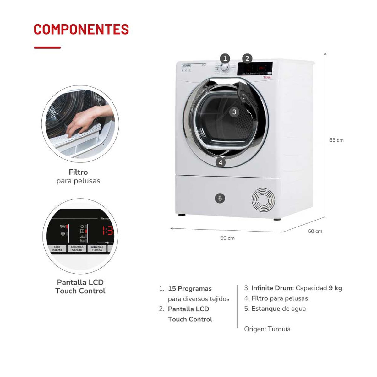 Secadora de Ropa Thomas TH-D9KC 9 kg. Por Condensación