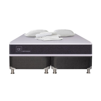 Box Spring CIC Base Dividida King Ortopedic + Almohadas + Sabana