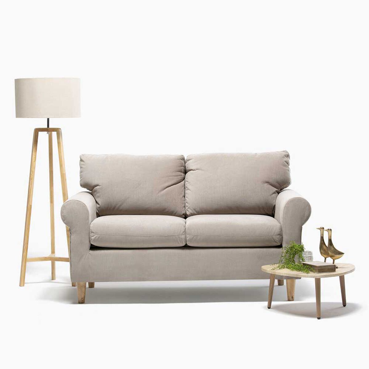 Sofá Kea Retro Felpa 2 Cuerpos Beige