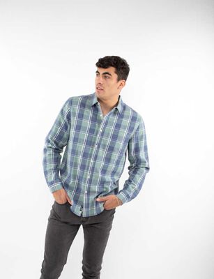 Imagen 1 del producto Camisa Tartán Manga Larga Hombre Cutback Celeste