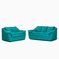 Juego de Living Cabsur Galicia Sofá 3 Cuerpos + Sofá 2 Cuerpos Chenille Turquesa