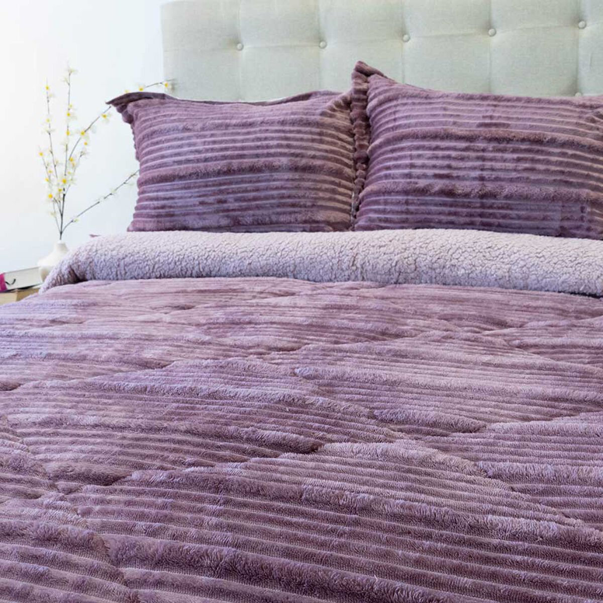 Cubrecama Doral King Touch Nebula Sherpa Rosa