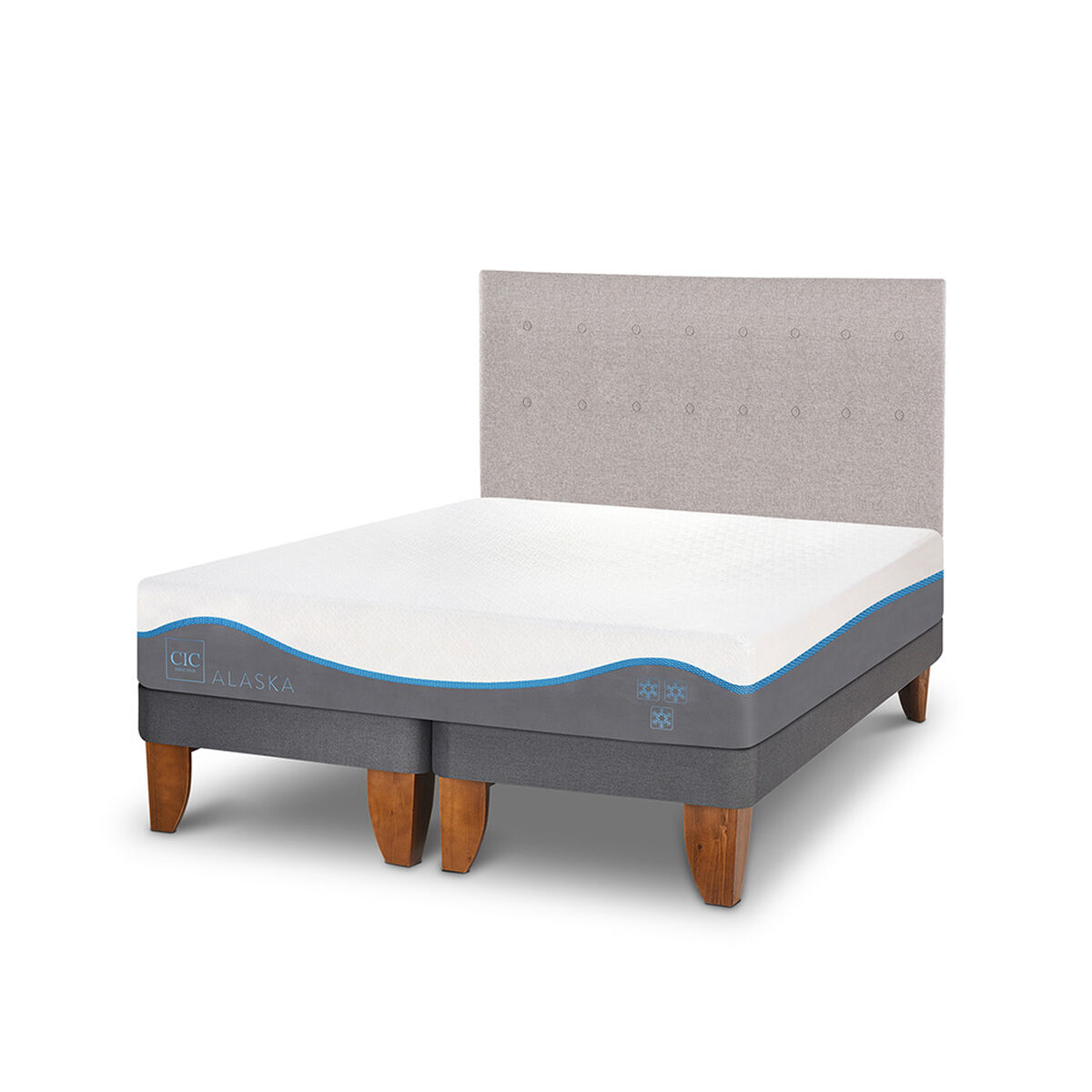 Cama Europea CIC Base Dividida King Alaska + Respaldo
