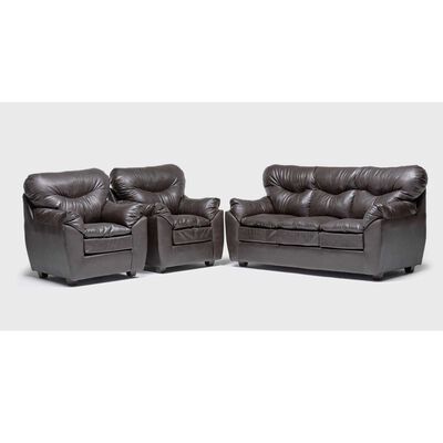 Juego de Living Almore Belén Sofá 3 Cuerpos + Dos Sillones 1 Cuerpo Café