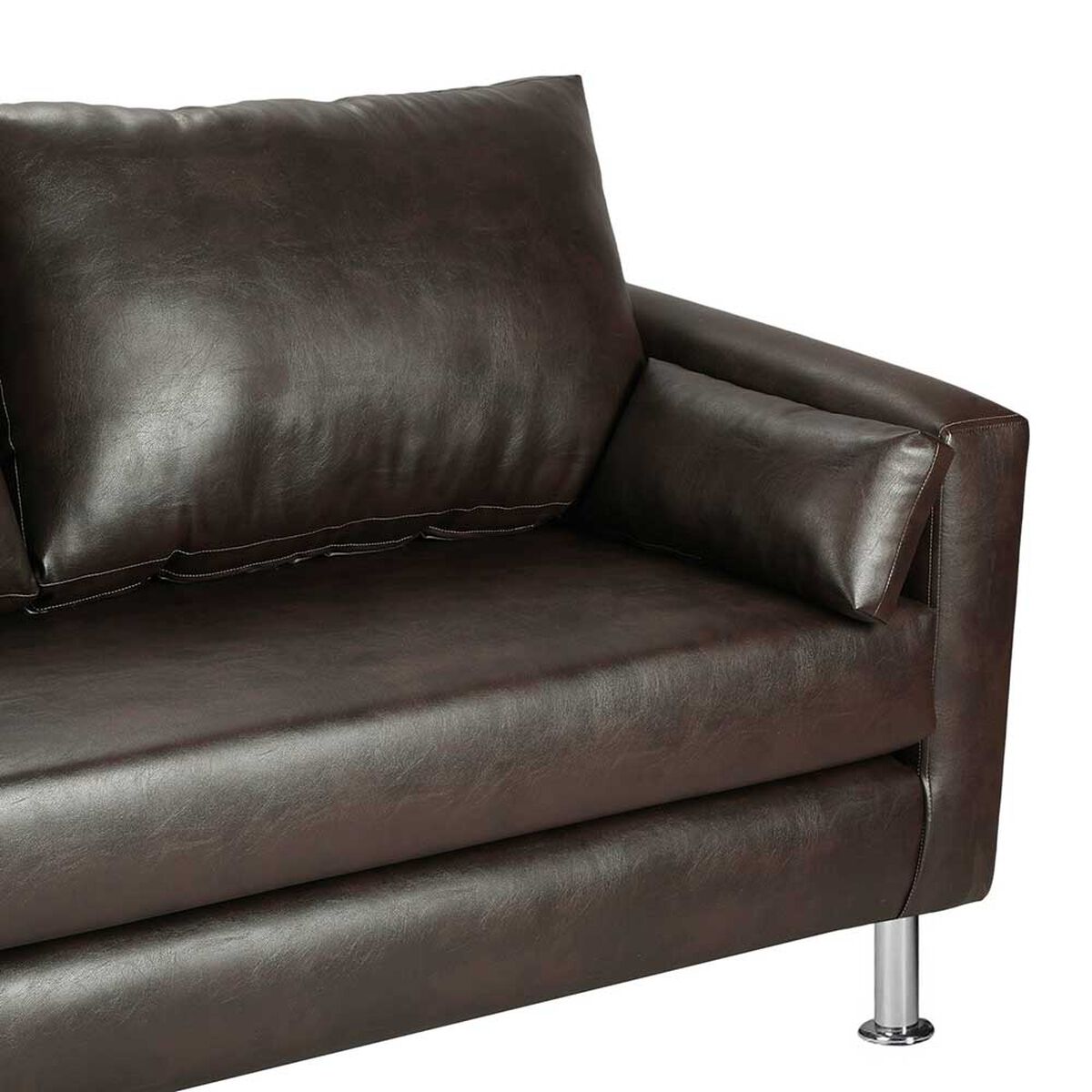 Juego de Living Bodevir Sky PU 12 Sof&aacute; 3 Cuerpos + Dos Pouf 1 Cuerpo Chocolate&nbsp;