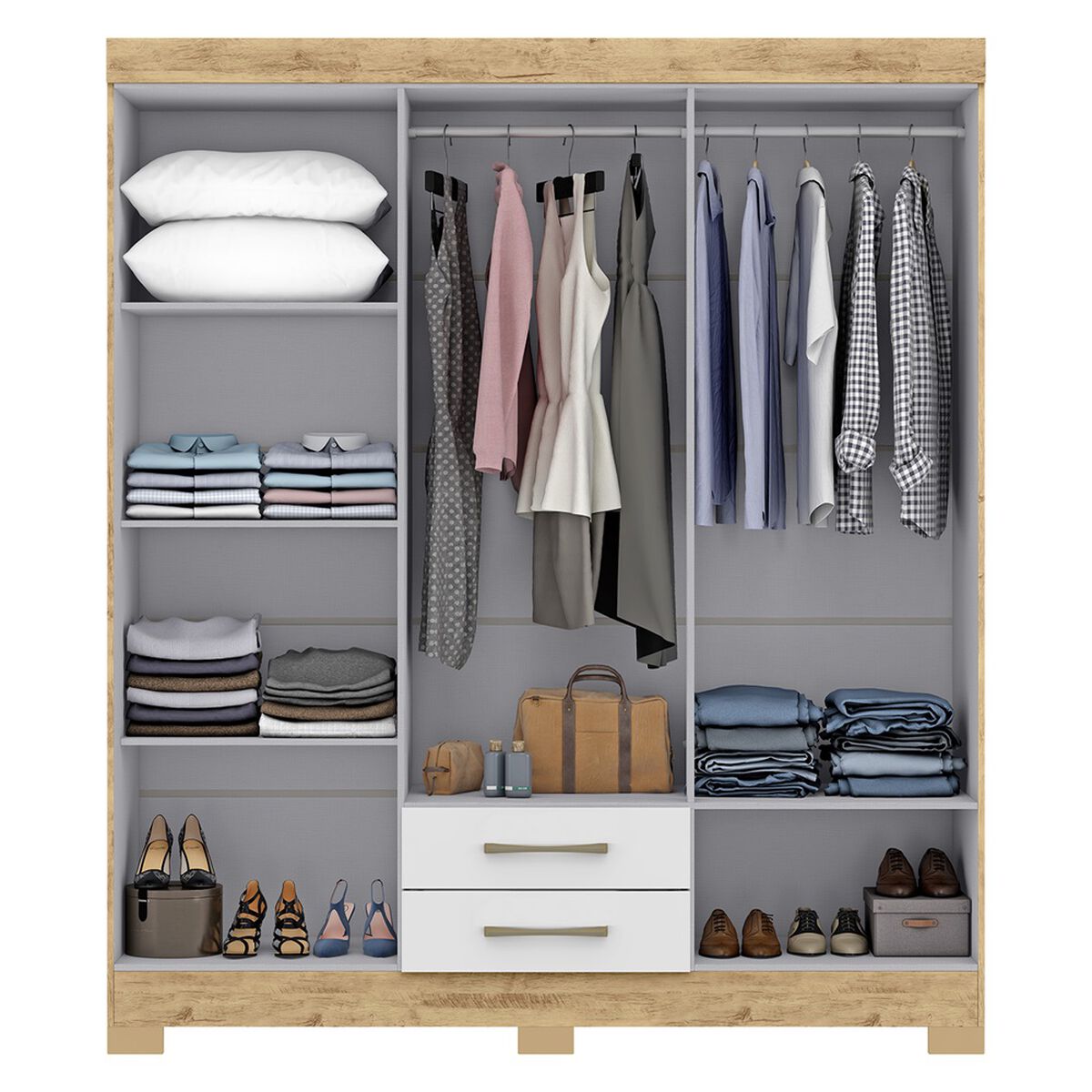 Closet Di Poretti Escocia 6 Puertas 2 Cajones Café y Blanco